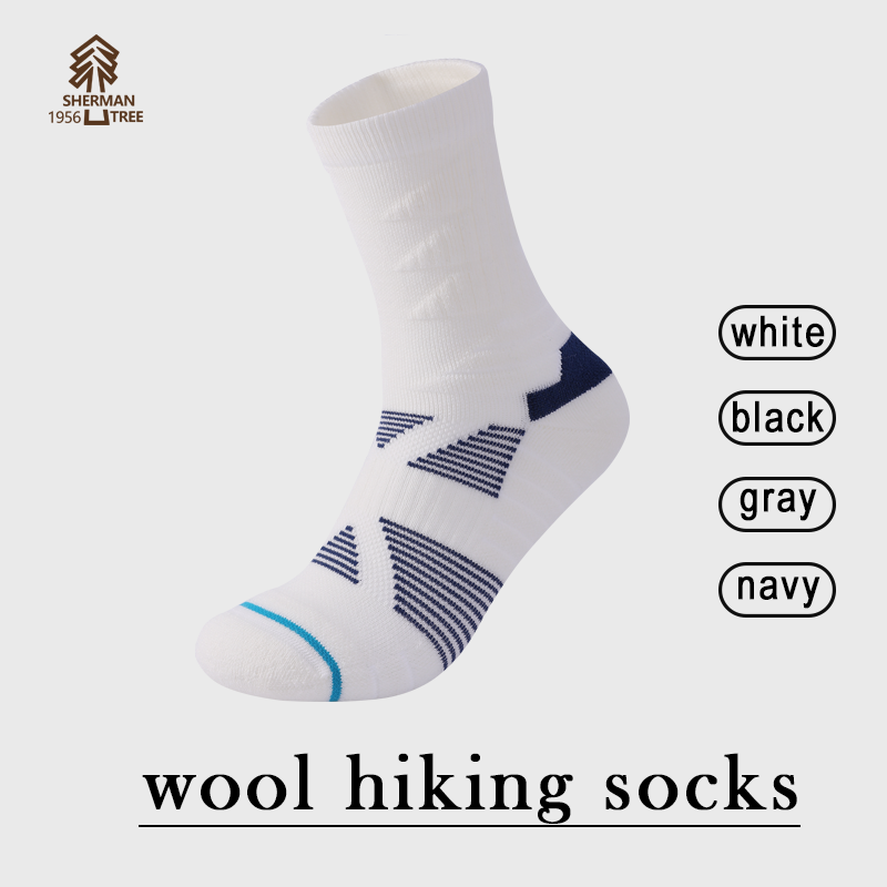 SHERMAN TREE Men's mid-calf wool hiking socks